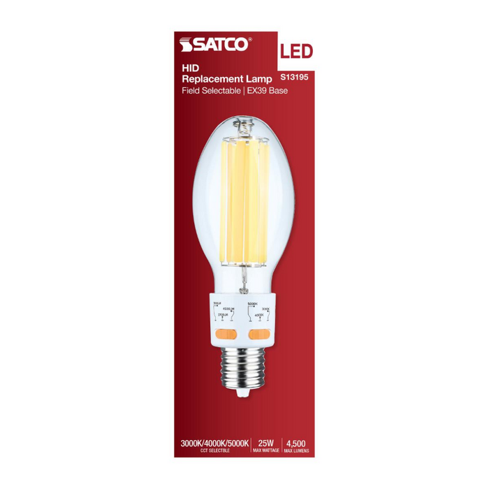 Satco S13195 17W/20.5W/25W LED HID, ED28, 3CCT Selectable, EX39 Base, 120-277V, Type-B