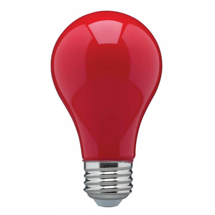 Satco S14984 8W A19 LED Color Bulb, Dimmable, Red, 6-Pack