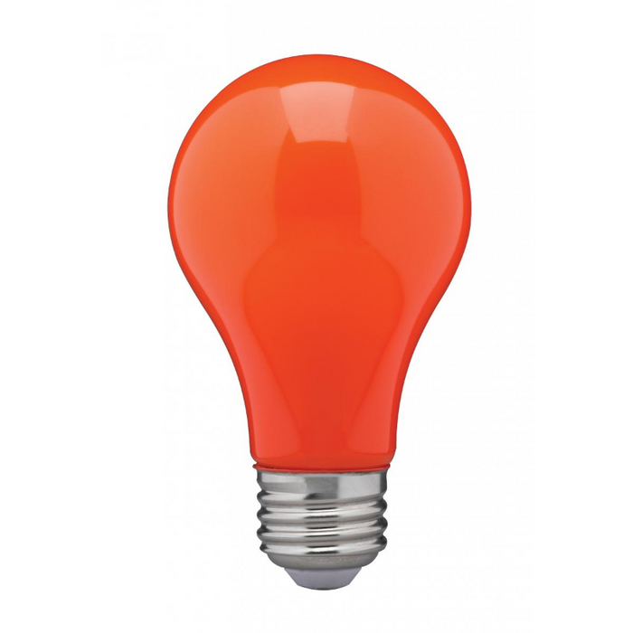 Satco S14988 8W A19 LED Color Bulb, Dimmable, Orange, 6-Pack