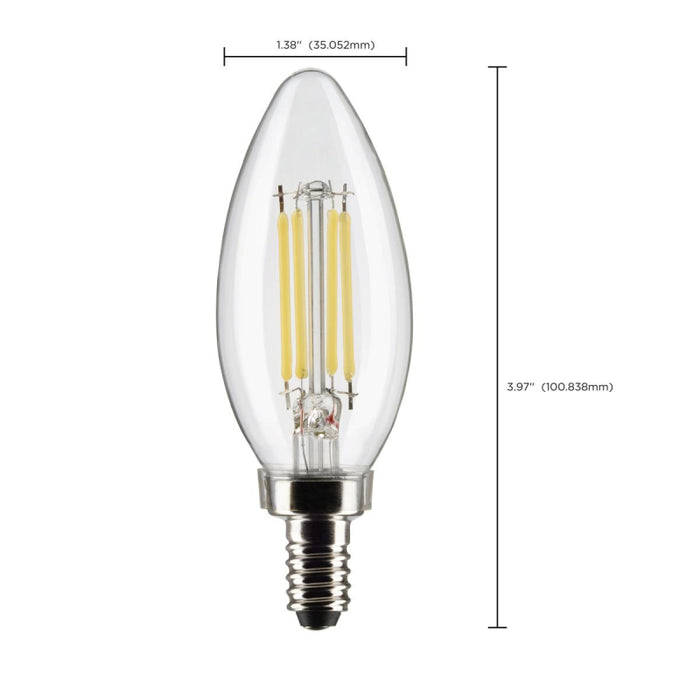 Satco S21274 5.5W B11 LED Filament Bulb, E12 Base, 3000K, Clear