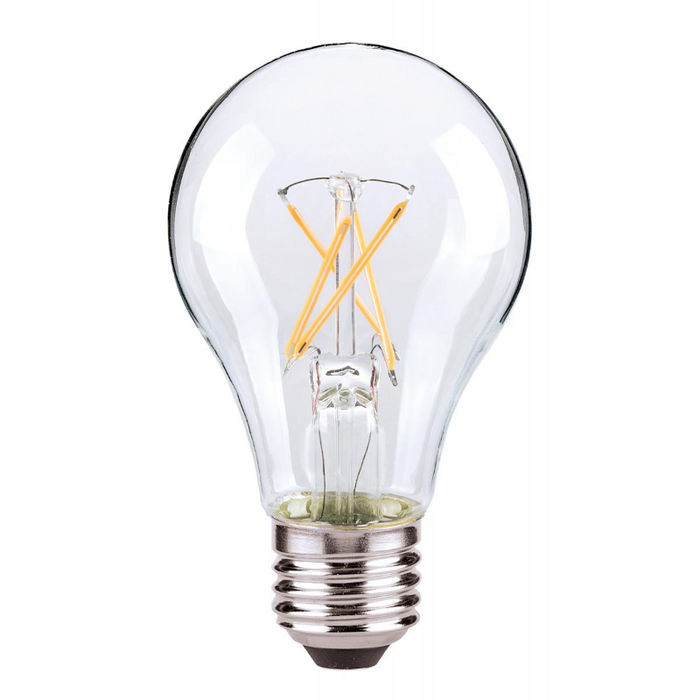Satco S21712 5W A19 Dimmable LED Filament Bulb, E26 Base, 2700K, Clear, 4-Pack