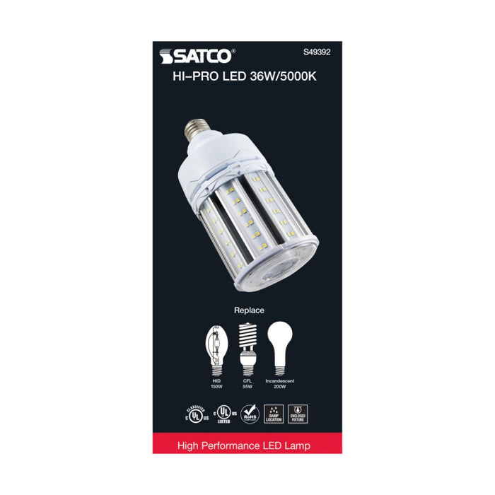 Satco S49392 36W LED HID Replacement; 5000K; Medium base; 100-277V, Type B; Economy Hi-Pro