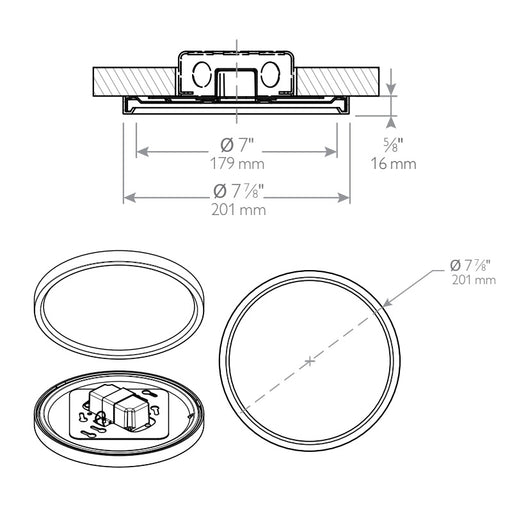 Lightolier S7R9 7" Round 14.2W SlimSurface LED Downlight, 90 CRI