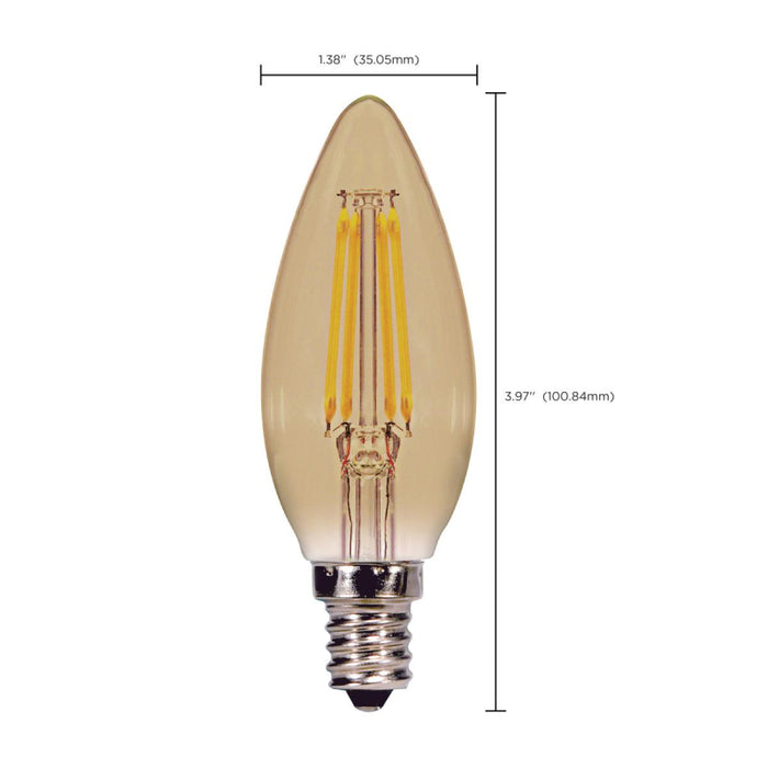 Satco S9986 3.5W LED Torpedo Bulb, E12 Base, 2000K