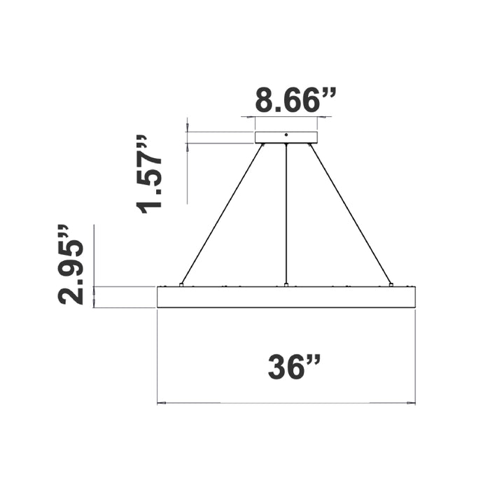 Westgate SCRH Series LED Hollow Circle Pendant with Uplight, 5CCT Selectable, 120-277V - 36"
