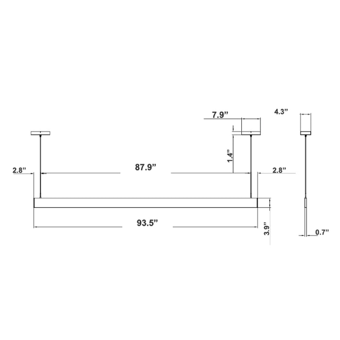 Westgate SCSL-UD 8-ft 40W/46W/52W/60W LED Architectural Slim Up & Down Linear Light, 5CCT Selectable, 120-277V