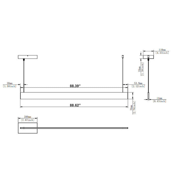 Westgate SCSSL-UD Series LED Slim Architectural Up & Down Linear Light /w Separate Control, PC Lens, 5CCT Selectable, 120-277V