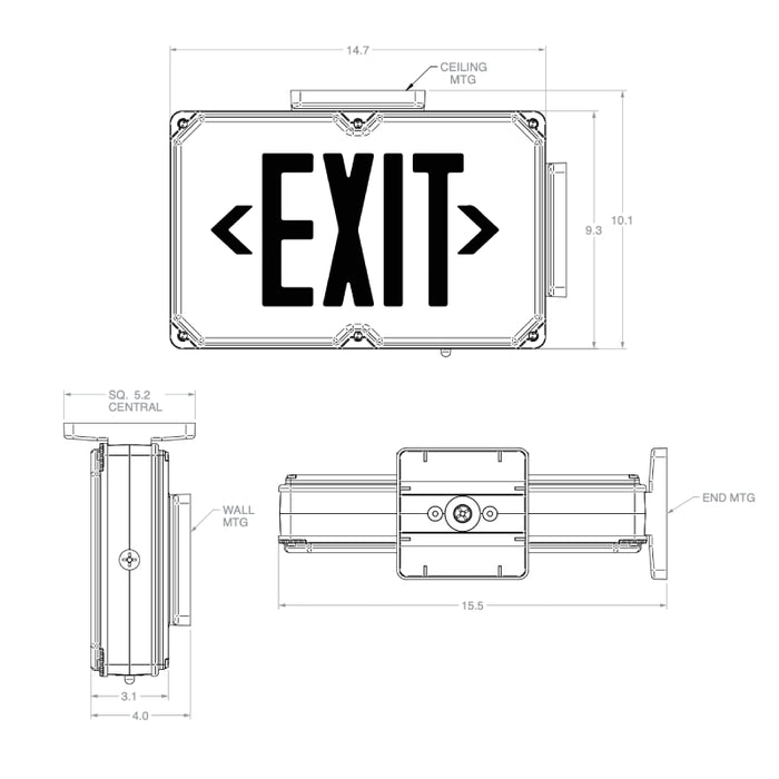 Dual-Lite SEWL Series NEMA 4X LED Exit Sign, Single Face