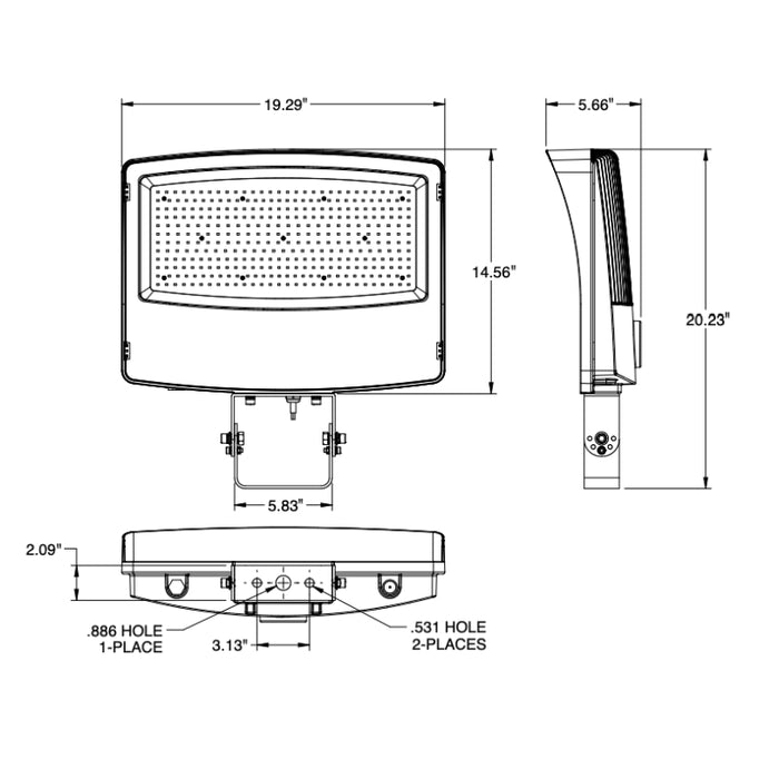 EXO SGF3 Sling 200W Large LED Flood Light, Trunnion Mount 24703 Lumens, 4000K, 120-277V