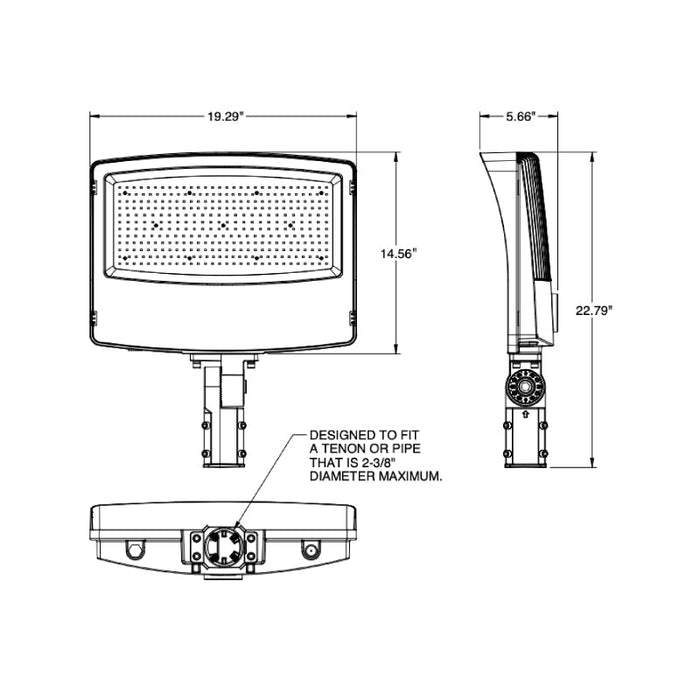 EXO SGF3 Sling 320W LED Flood Light,  39,339 Lumenst, 0-10V Dimming, 120-277V, Slipfitter Knuckle