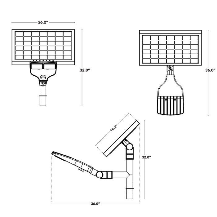 Solera SL-SAL-60L-FC 30W G3 Solar LED Off-Grid Area Light, 3CCT Selectable, Up to 6000 lm, Type 3