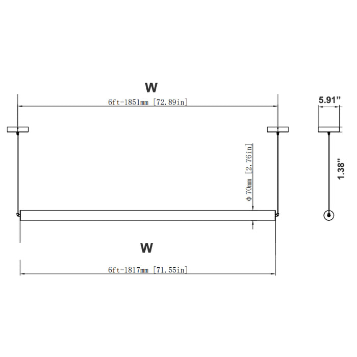 Westgate ST360 Series LED Suspended 360D Commercial Tube Lights, 4 Power & 5CCT Selectable, 120-277V - 6-ft