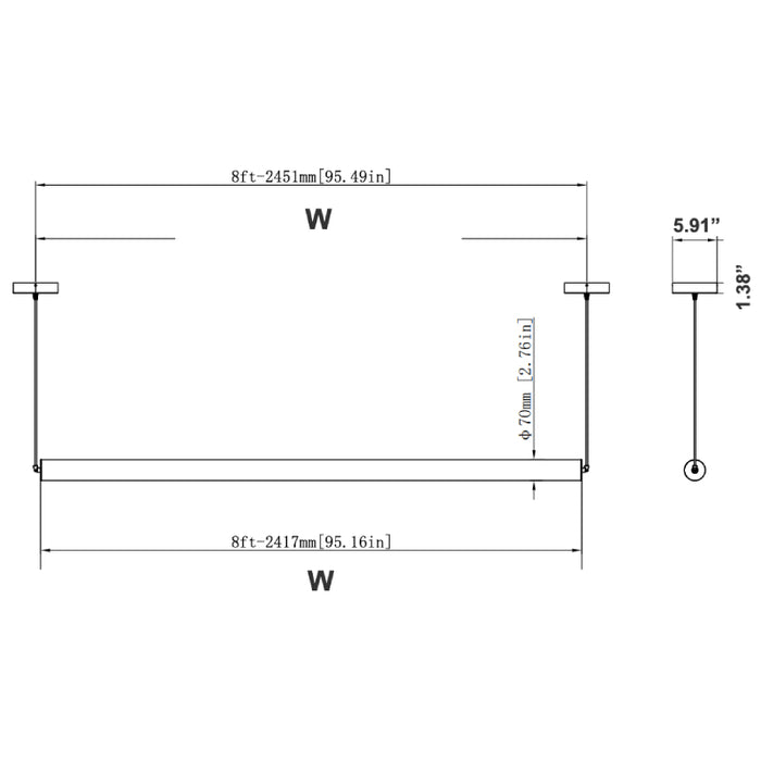 Westgate ST360 Series LED Suspended 360D Commercial Tube Lights, 4 Power & 5CCT Selectable, 120-277V - 8-ft