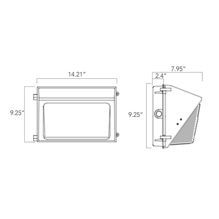 Rayon T629LEDB WS120 30W/60W/90W/120W LED Wall Pack, 3CCT Selectable, 120-277V, Bronze Finish