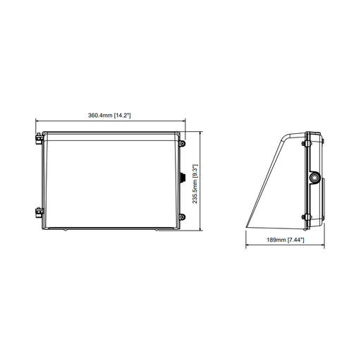 Rayon T633LEDB WS120 30W/60W/90W/120W Small LED Full Cut-off Wall Pack, 3CCT Selectable, 120-277V, Type 3 Optics, Bronze Finish