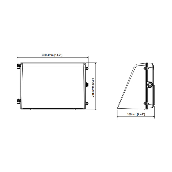 Rayon T633LEDB WS120 30W/60W/90W/120W Small LED Full Cut-off Wall Pack, 3CCT Selectable, 120-277V, Type 3 Optics, Bronze Finish