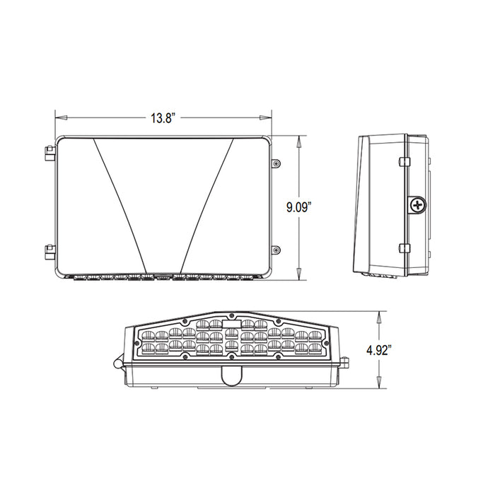 Rayon T635LEDB M WS55 28W/41W/55W Medium LED Wall Pack, 3CCT Selectable, 120-277V/347V, Bronze Finish