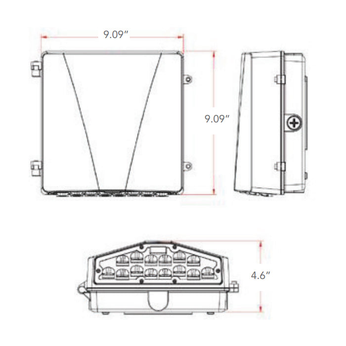 Rayon T635LEDB S WS25 13W/19W/25W Small LED Wall Pack, 3CCT Selectable, 120-277V/347V, Bronze Finish