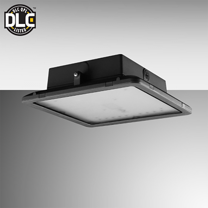 Rayon T722LEDB Series 10.5" x 10.5" Square LED Canopy and Garage Luminaire, 23W / 34W / 45W & 3CCT Selectable, 120-347V, Surface Mount, Bronze Finish