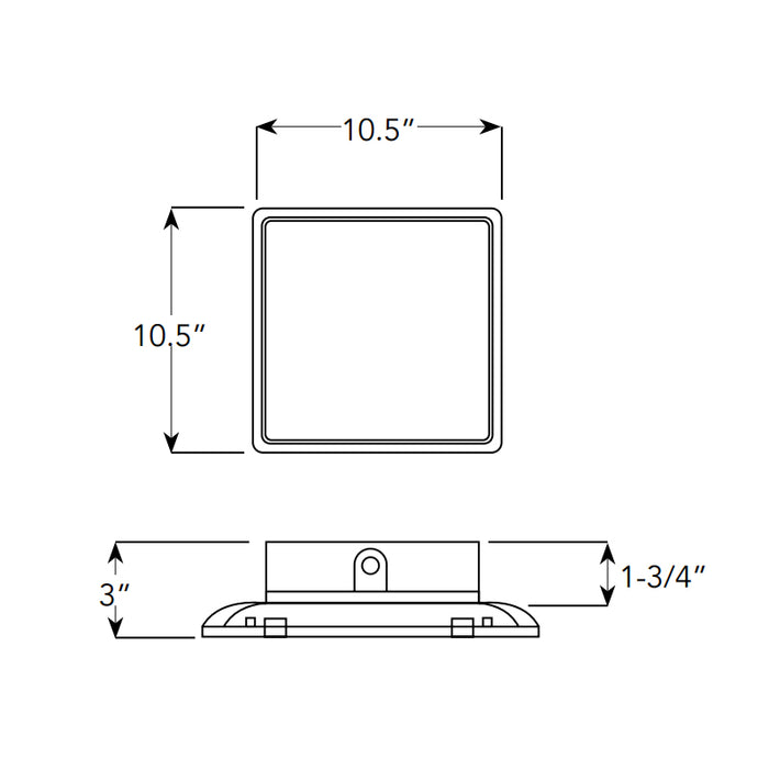 Rayon T722LEDB Series 10.5" x 10.5" Square LED Canopy and Garage Luminaire, 45W / 55W / 70W & 3CCT Selectable, 120-347V, Surface Mount, Bronze Finish