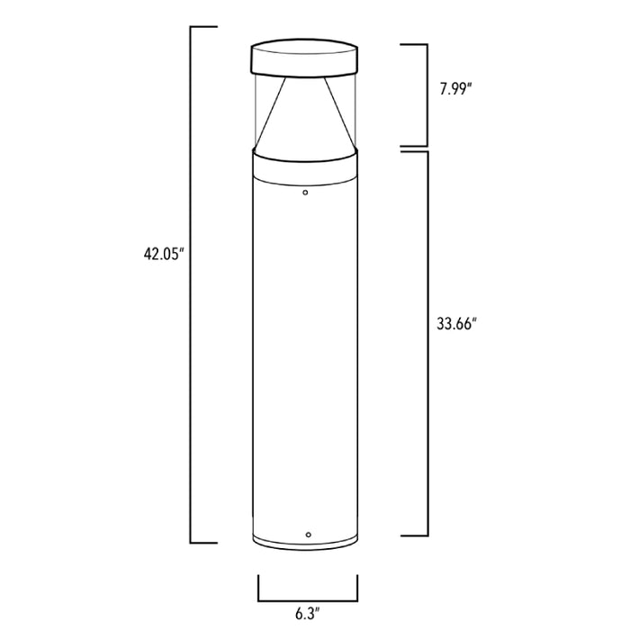 Rayon T860LEDB 14W/19W/24W LED Round Flat Top Cone Bollard, 3CCT Selectable, Up to 3360 Lumens, 120-277V