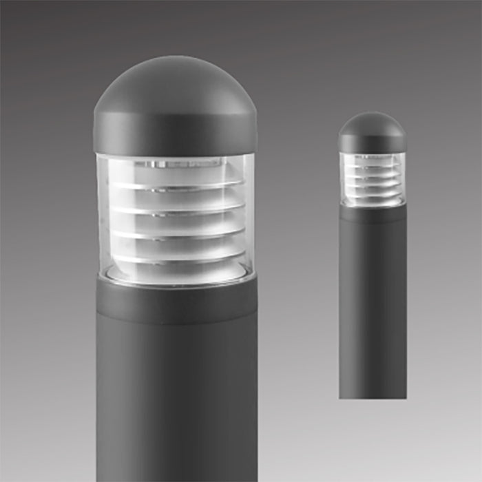 Rayon T863LEDB 14W/19W/24W LED Round Domed Top Bollard with Louvers, 3CCT Selectable, Up to 1800 Lumens, 120-277V, Bronze Finish