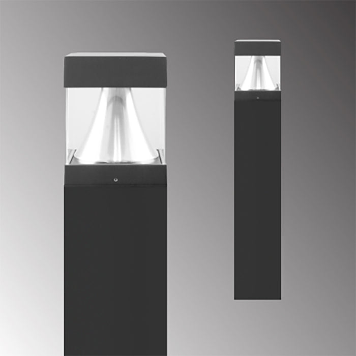Rayon T864LEDB 14W/19W/24W LED Square Flat Top Cone Bollard, 3CCT Selectable, Up to 3100 Lumens, 120-277V, Bronze Finish