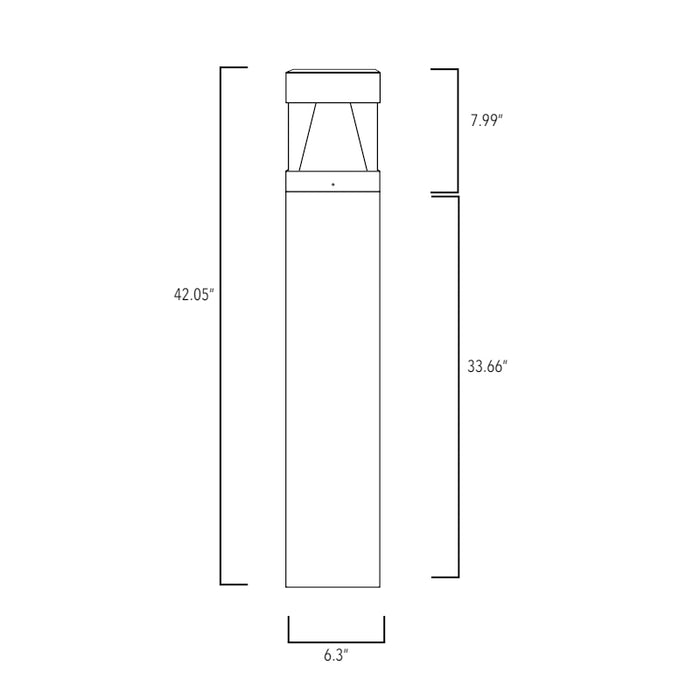 Rayon T864LEDB 14W/19W/24W LED Square Flat Top Cone Bollard, 3CCT Selectable, Up to 3100 Lumens, 120-277V, Bronze Finish