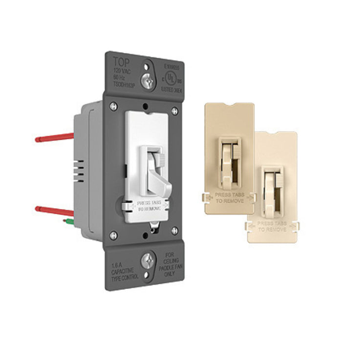 Wattstopper TSDDH163 Toggle Slide De-Hummer Single Pole/3-Way, 1.6A - Tri Color