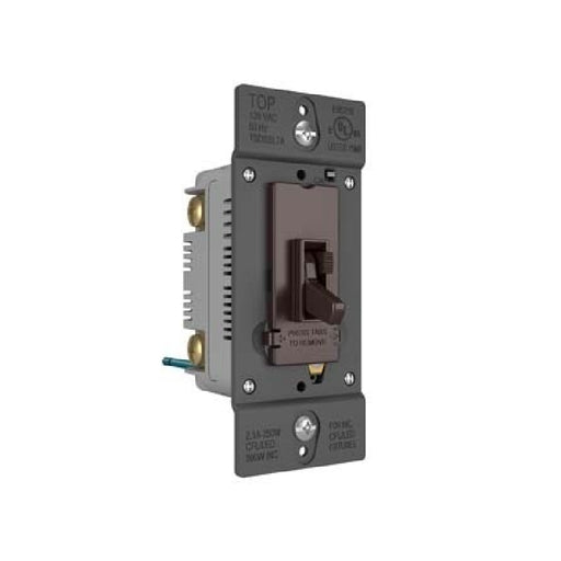 Wattstopper TSDSSL7AP TradeMaster SSL7A-Compliant LED/CFL/Incandescent Single Pole/3-Way Toggle Slide Dimmer - Brown