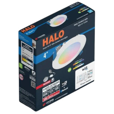 Halo HLB4069WZ 4" Smart Wi-Fi Slim Canless RGBW LED Downlight Connected by WiZ Pro