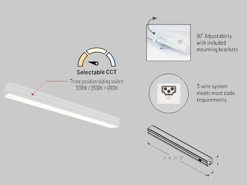 Nora NUDTW-9824 Bravo FROST Tunable White 24" 20W LED Linear Light, 3CCT Selectable 850 Lumen Dimmable 120V