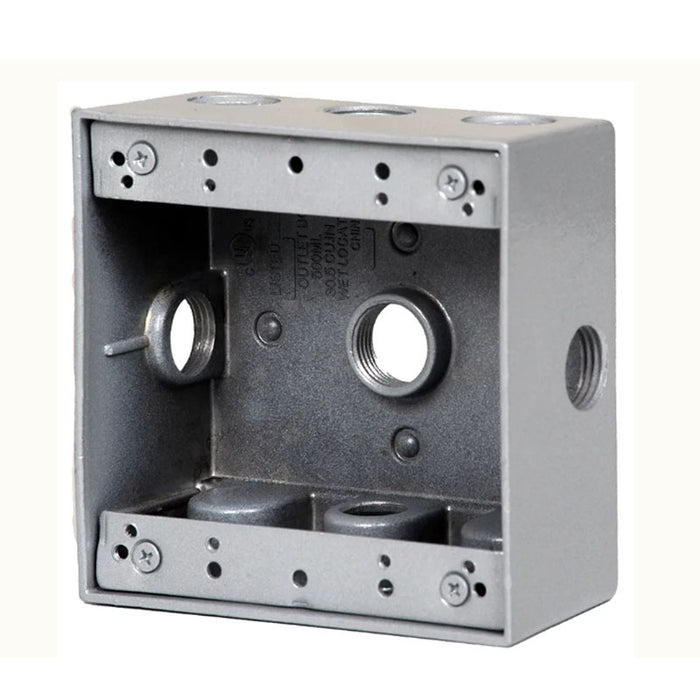Westgate W2B50-5X Two-Gang Weatherproof Box, 1/2" Trade, 5 Outlet Holes