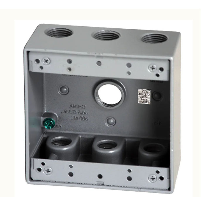 Westgate W2B50-7 Two-Gang Weatherproof Box, 1/2" Trade, 7 Outlet Holes