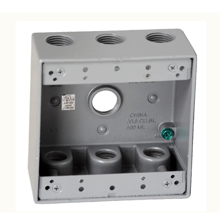 Westgate W2B75-7X Two-Gang Weatherproof Box, 3/4" Trade, 7 Outlet Holes