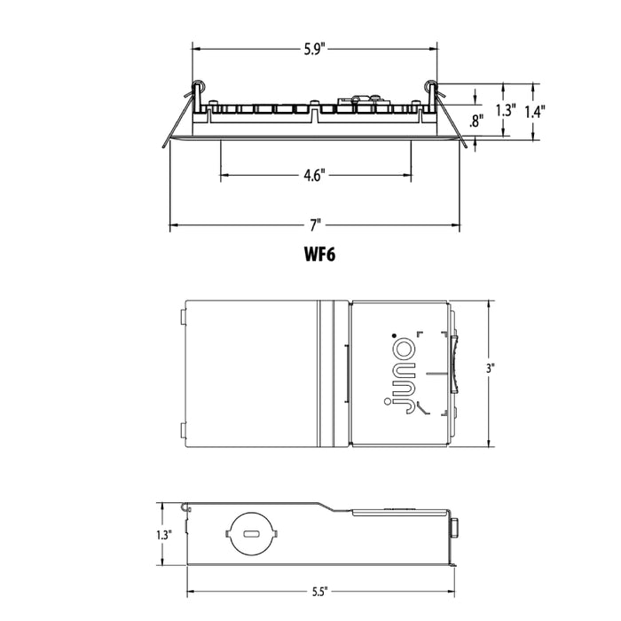 Juno WF6 REG 6" Wafer LED Canless Regressed Switchable Downlight