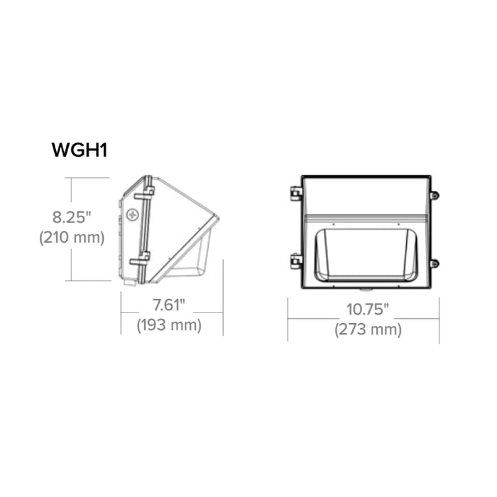 EXO WGH1 20W/30W/40W/50W LED Switchable Glass Refractor Wall Pack, 4000K
