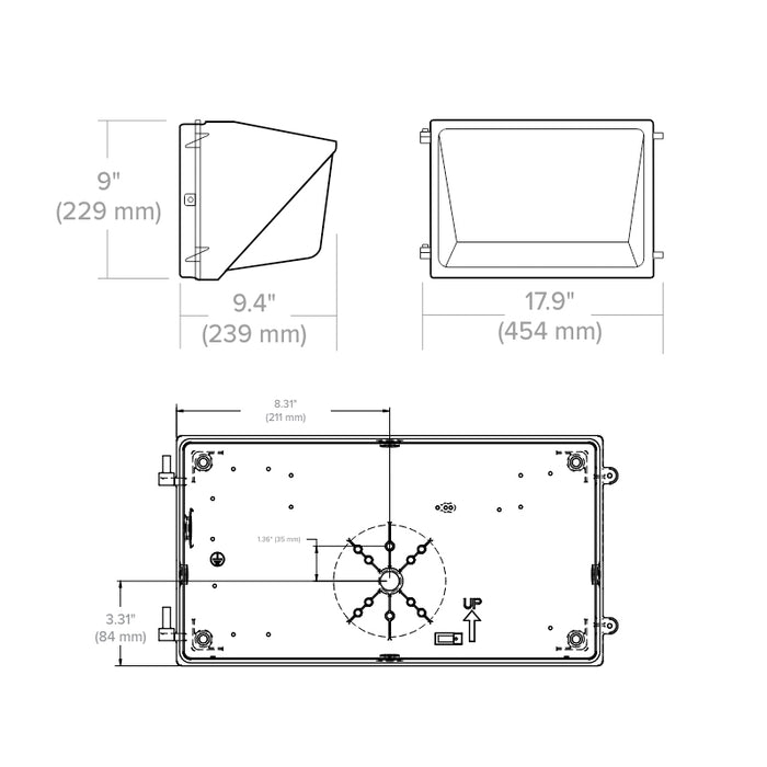 EXO WGH3 80W-120W LED Switchable, Glass Refractor Wall Pack, CCT Selectable, 11400-1700 lm, Type 4, 120-347V