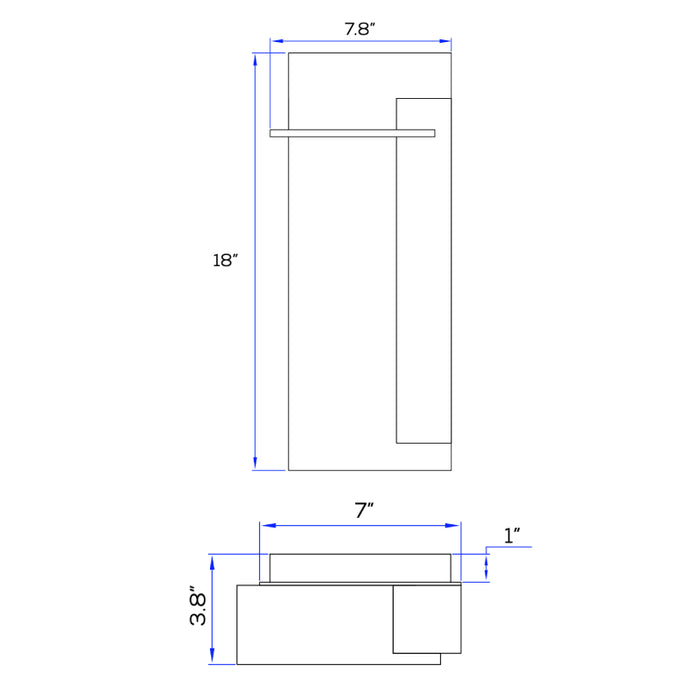 Sarin WL228 Moonlight 15W 18" Tall LED Outdoor Wall Sconce, 3CCT Tunable