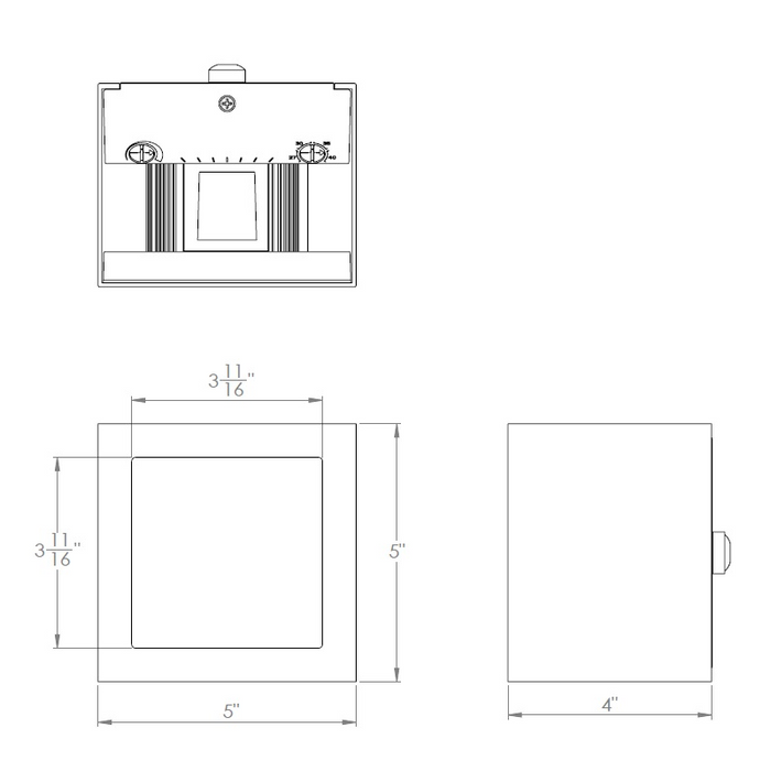 WAC WS-W230505 Window 3-lt 5" LED Outdoor Up/Down/From Panel Wall Sconce, CCT Selectable, 1120-277V