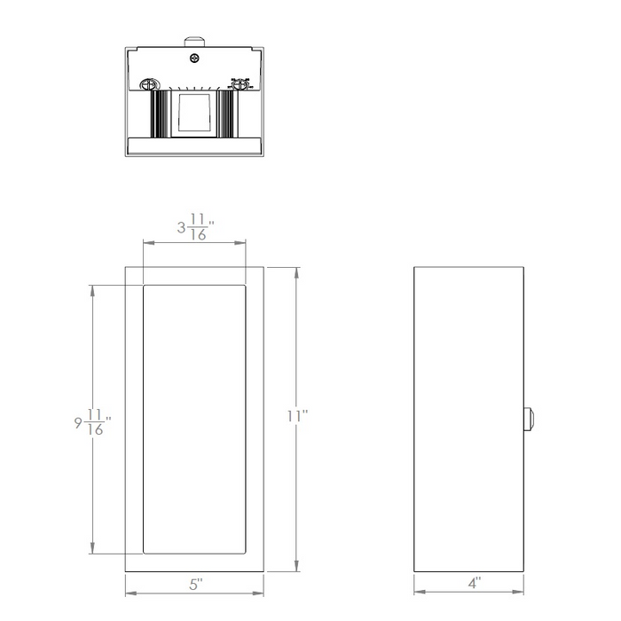 WAC WS-W230511 Window 3-lt 11" Tall LED Outdoor Up/Down/From Panel  Wall Sconce, CCT Selectable, 120-277V
