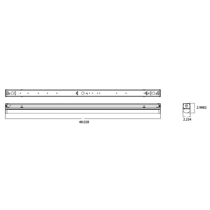 Lithonia ZL1D 48" 30W LED Strip Light with Drop Lens, 3000 Lumens, 0-10V Dimming, 120-277V