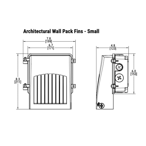 Lumark AWP 20W/25W/28W LED Architectural Small Fins Wall Pack, 3CCT Selectable, 120-347V