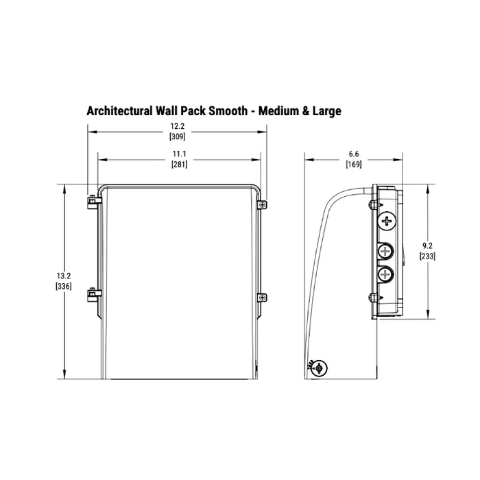 Lumark AWP 100W/120W/150W LED Architectural Large Smooth Wall Pack, 3CCT Selectable, 120-347V