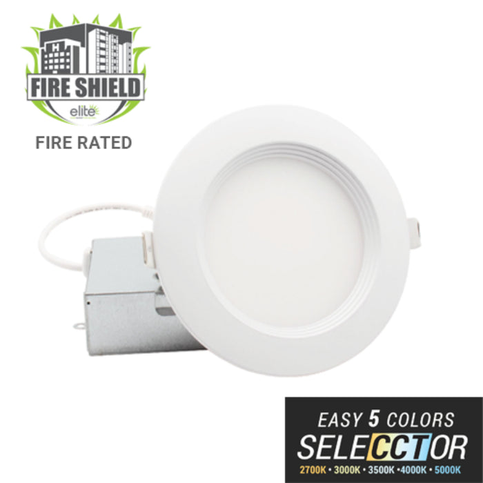 Elite FS-RL479 4" 12W, 800 Lumens,Baffle Fire Rated Round Slim LED, CCT Selectable, Dimmable, 120V