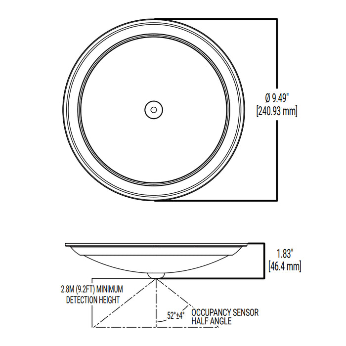 Halo HLSMS912 9" Round LED Low Profile Surface Mount with Motion Senson