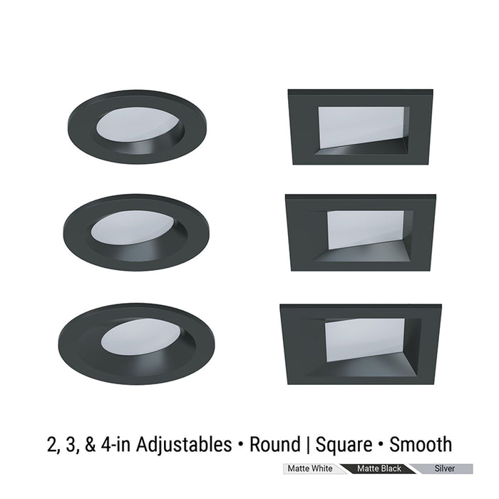 Halo ML4ALSD2W1ER ML Flex Series 4" Round Smooth Canless LED Adjustable Downlight, Field-SeleCCTable Dim-to-Warm