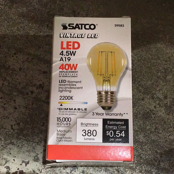 Satco S9583 4.5W A19 LED Bulb, E26 Base, 2000K