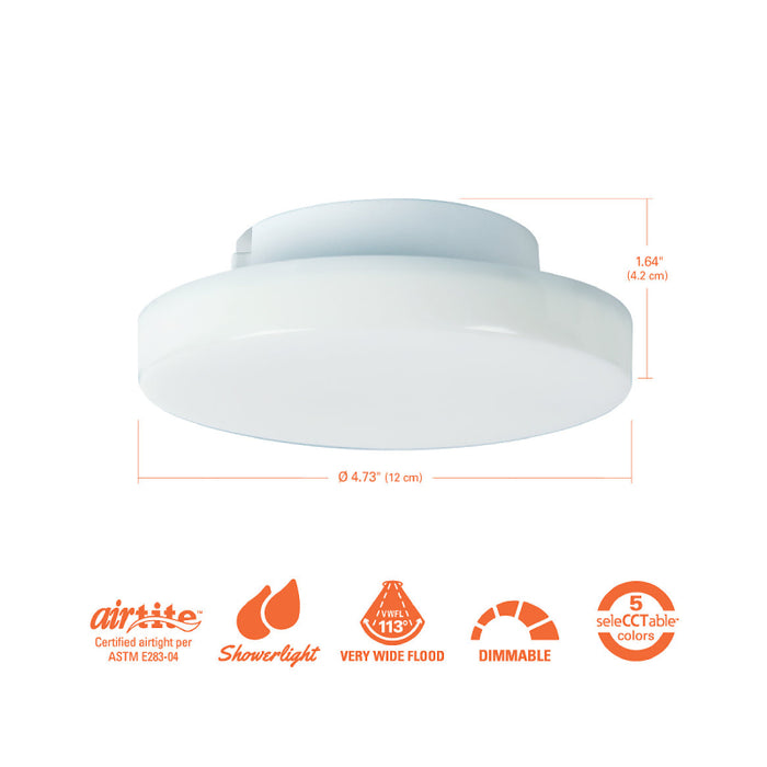 Halo JBD 4" LED Surface Mount LED Downlight,  700lm, 5CCT, 120V, Matte White