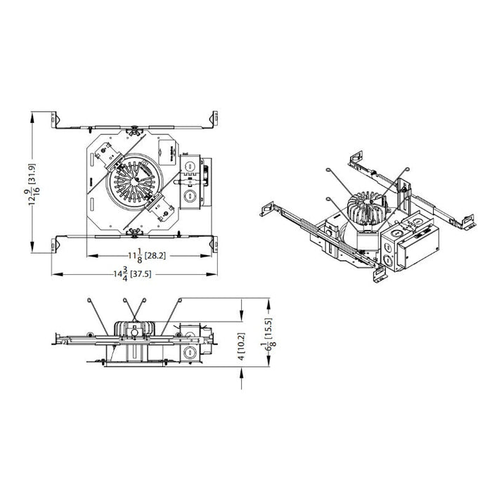 Lithonia LDN4 4" New Construction IC Rated LED Recessed Housing, Switchable CCT & Lumens
